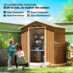 6.5 x 3.5ft Metal Garden Storage Shed - Brown Wood Effect Outsunny