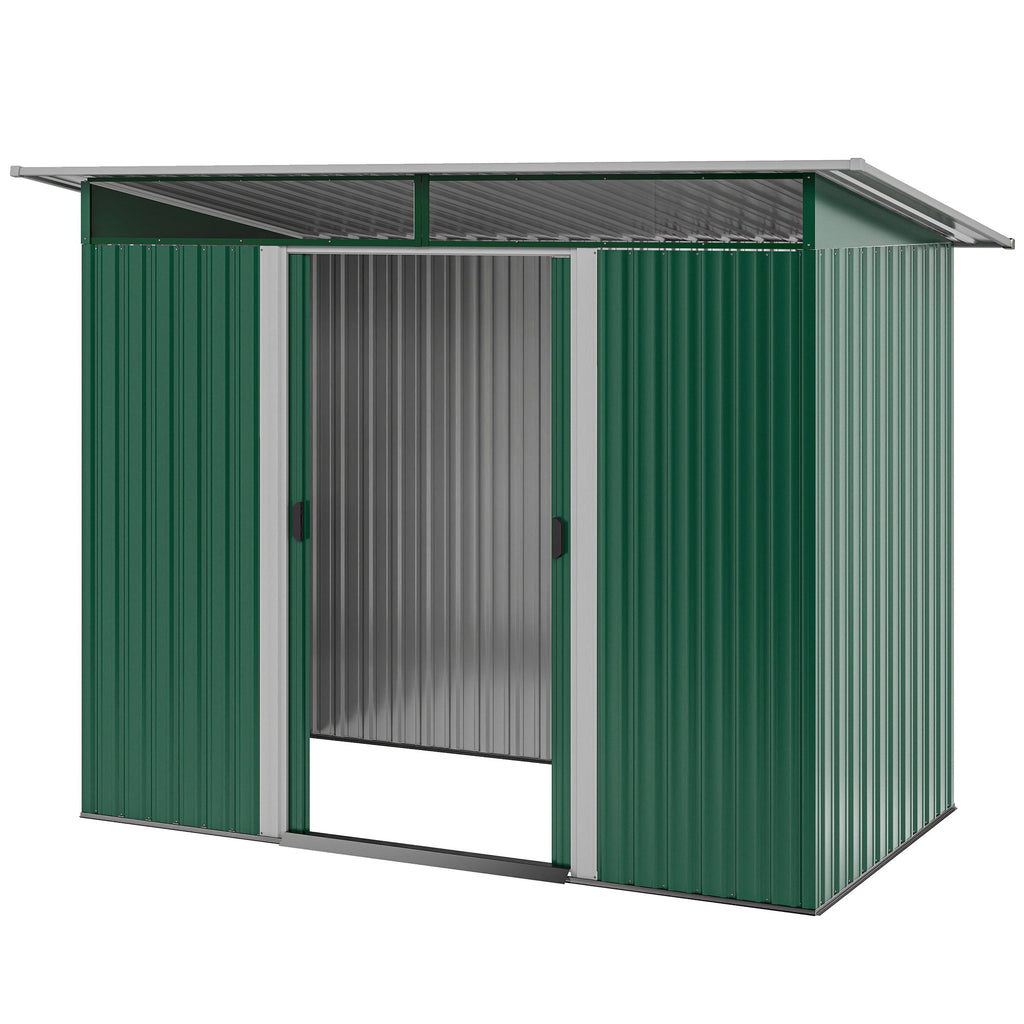 8.5 x 4ft Metal Shed with Lightsky Panels, Garden Storage Tool House with Double Doors for Garden, Patio and Lawn Outsunny