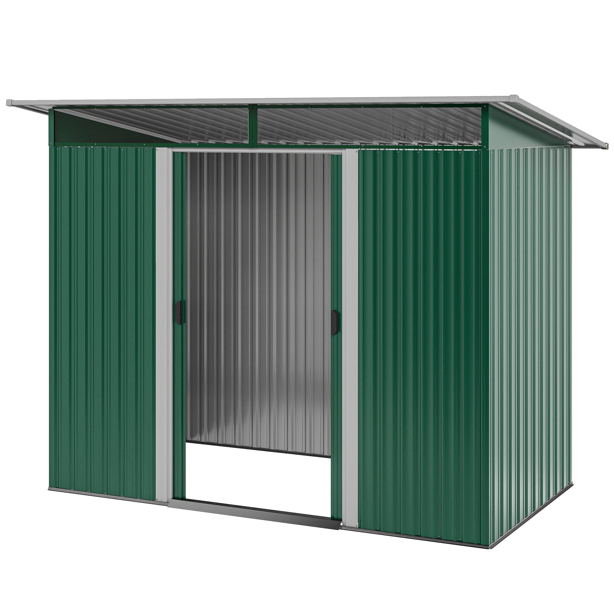 8.5 x 4ft Metal Shed with Lightsky Panels, Garden Storage Tool House with Double Doors for Garden, Patio and Lawn Outsunny