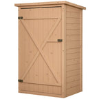 Wooden Small Shed, Garden Storage Shed with Shelves and Bolt Latch, 75L x 56W x115H cm, Natural Outsunny