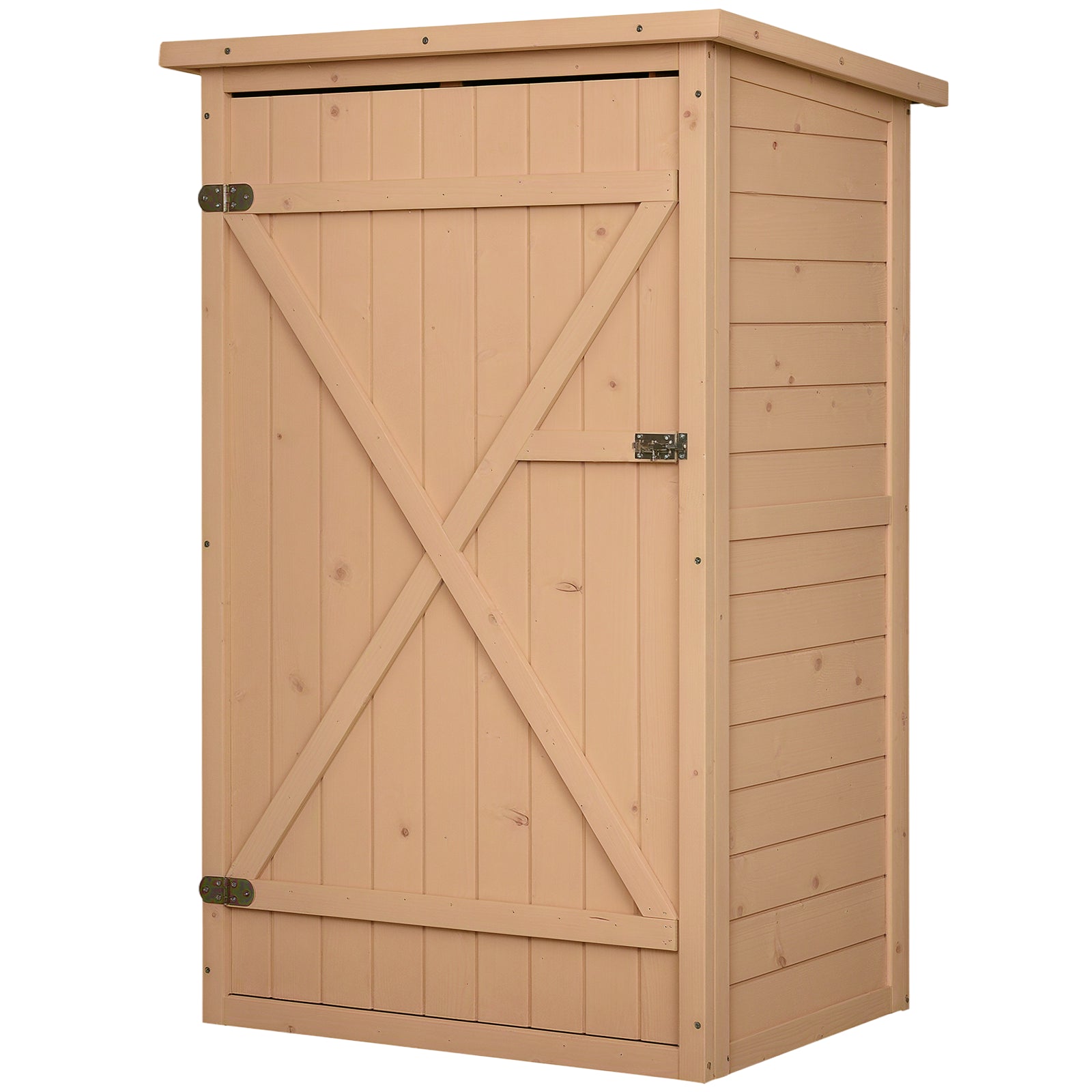 Wooden Small Shed, Garden Storage Shed with Shelves and Bolt Latch, 75L x 56W x115H cm, Natural Outsunny