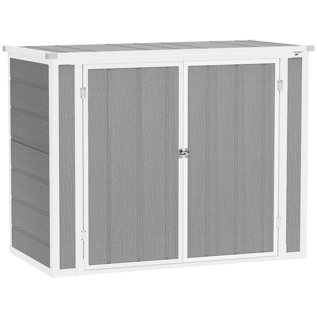 4.7 x 2.5FT Garden Shed, Double Bin Storage Shed with Lockable Doors, Outdoor Small Shed with Openable Lid for 2 Trash Cans, Garden Tools Outsunny