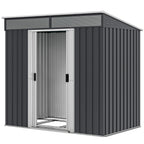 6.5 x 4FT Galvanised Metal Shed with Foundation Kit, Lockable Tool Garden Shed with Double Sliding Doors, Vents Outsunny