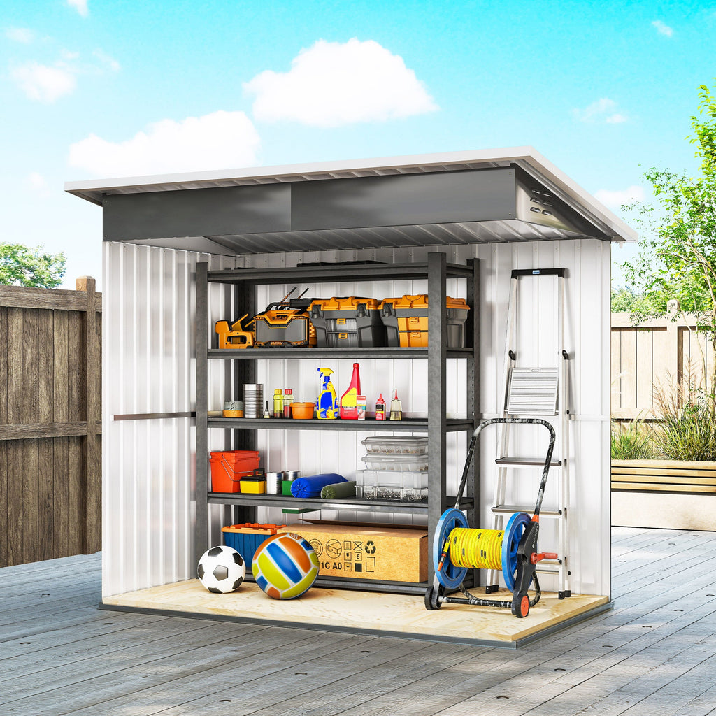 7x4 Garden Shed Galvanised Steel Frame Garden Storage Shed with Lock & Gloves Outsunny