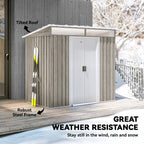 6.5 x 4FT Galvanised Metal Shed with Foundation Kit, Lockable Tool Garden Shed with Double Sliding Doors, Vents Wood Effect Outsunny