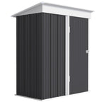 Metal Garden Shed, Outdoor Lean-to Shed for Tool Motor Bike, with Adjustable Shelf, Lock, Gloves, 5'x3'x6' Outsunny