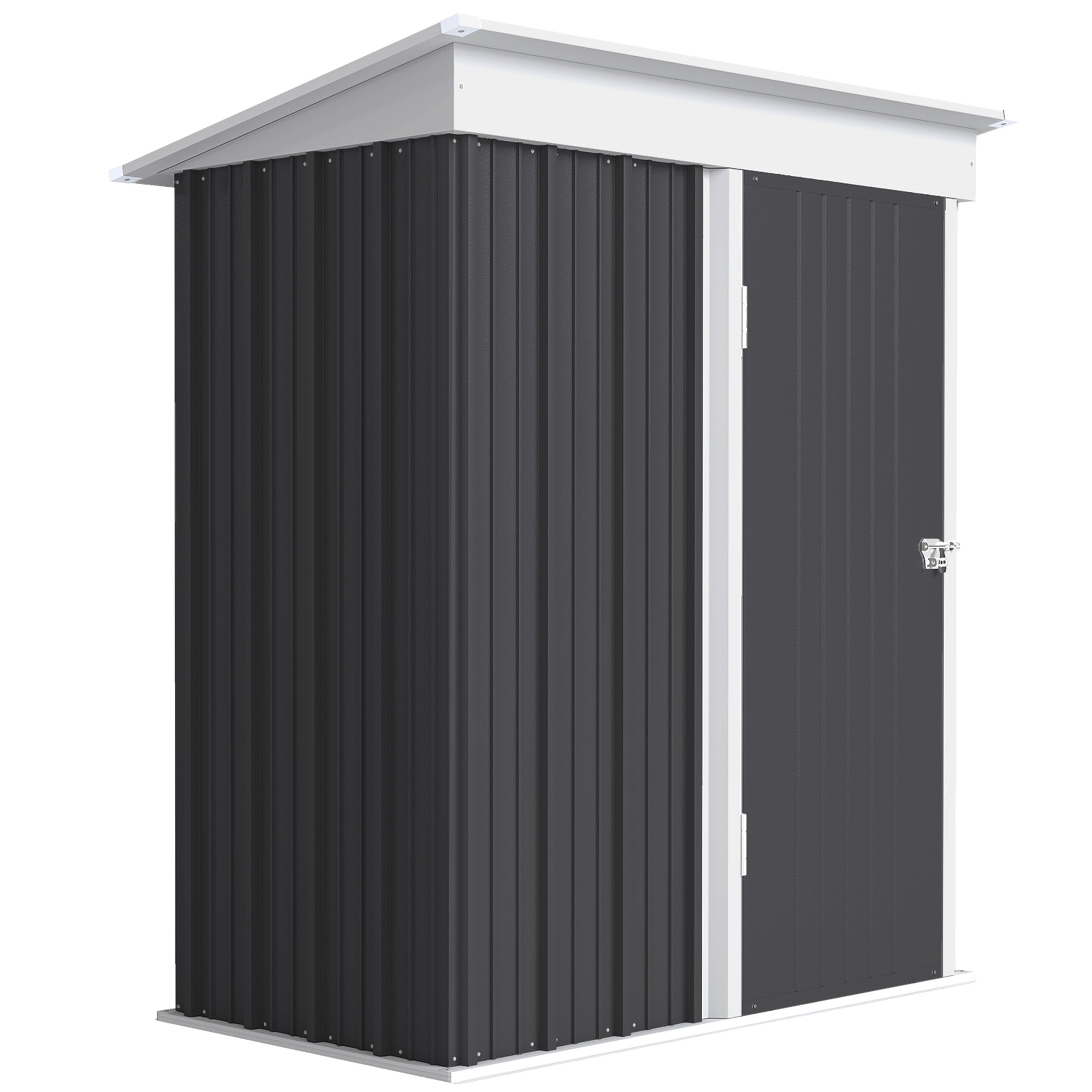 Metal Garden Shed, Outdoor Lean-to Shed for Tool Motor Bike, with Adjustable Shelf, Lock, Gloves, 5'x3'x6' Outsunny