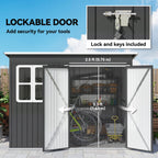8.5 x 6ft Storage Shed Galvanised Steel Garden Shed, Metal Shed with Foundation Kit, Window, Lockable Wide Doors and Air Vents for Outdoor Patio Outsunny