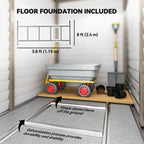 5 x 9ft Galvanised Metal Garden Shed with Foundation Kit, Outdoor Lean-to Shed, Tool Storage House with Lockable Doors, Gloves and 2 Air Vents for Patio Outsunny