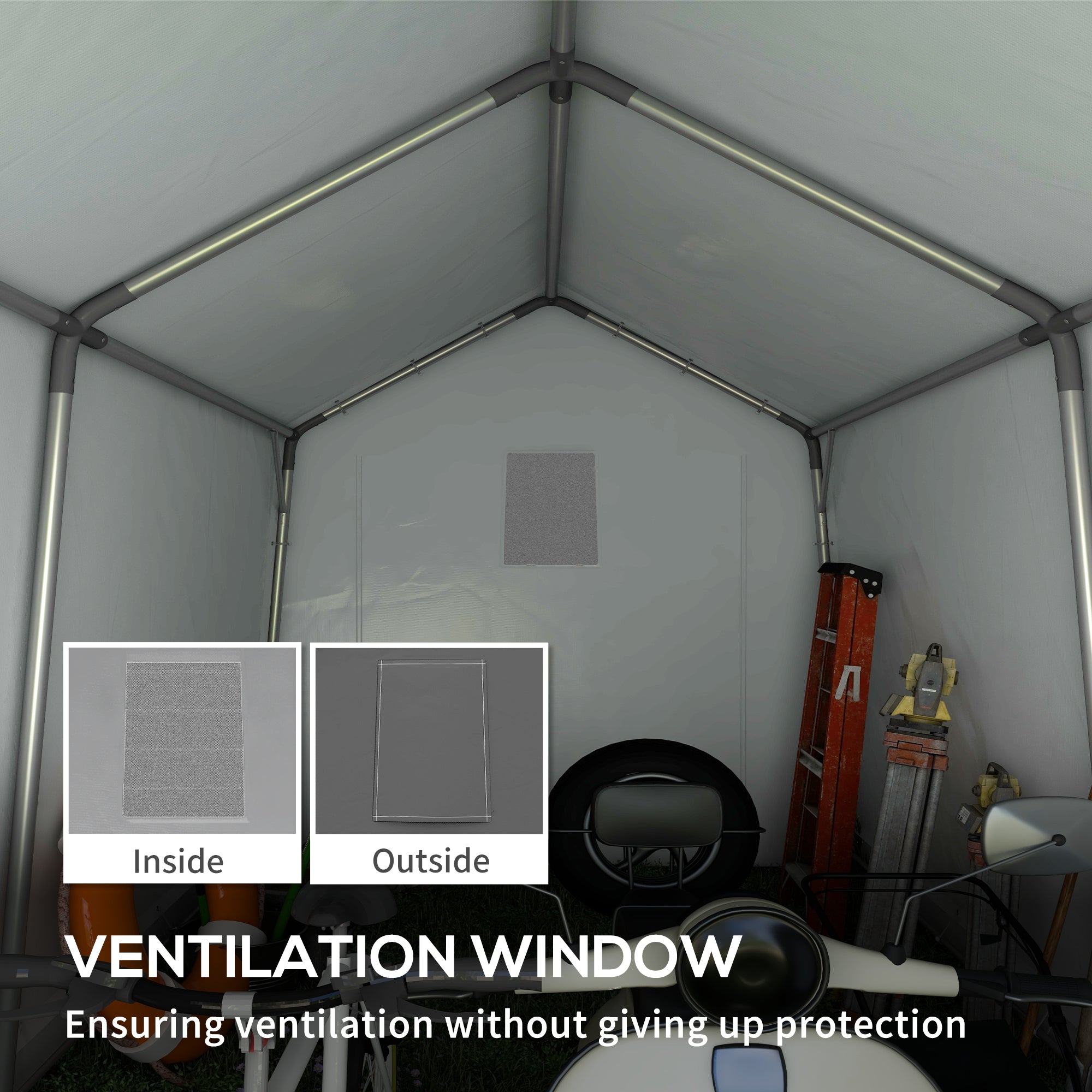 3.6 x 2.1m Portable Outdoor Shed, with Window Outsunny