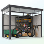 5.3 x 8.5ft Galvanised Steel Garden Shed, Metal Shed with Roof Windows, Leakage Holes and Lockable Wide Door for Outdoor Patio Tool Storage Outsunny