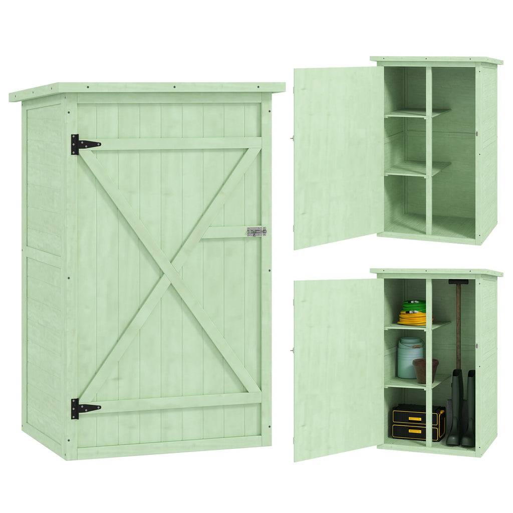 Wooden Small Shed, Garden Storage Shed with Shelves and Bolt Latch, 75L x 56W x115H cm Outsunny