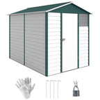 9x 6FT Metal Outdoor Garden Shed, Galvanised Tool Storage Shed w/ Sloped Roof, Lockable Door for Patio Lawn, Green Outsunny
