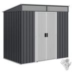 6.5 x 4FT Galvanised Metal Shed with Foundation Kit, Lockable Tool Garden Shed with Double Sliding Doors, Vents Outsunny
