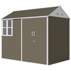 8 x 6 ft Galvanised Garden Shed, Outsoor Metal Storage Shed with Double Doors Window Air Vents for Patio, Lawn Outsunny