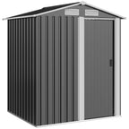 Garden Metal Tool Storage Shed with Sliding Door, Sloped Roof and Foundation Kit, 152 x 132 x 188cm Outsunny