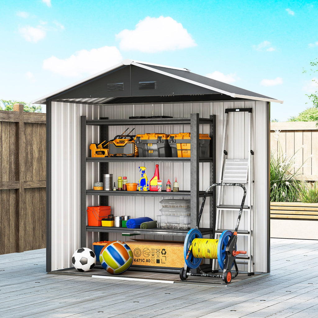 6.5x3.5ft Metal Garden Storage Shed for Outdoor Tool Storage with Double Sliding Doors and 4 Vents Outsunny