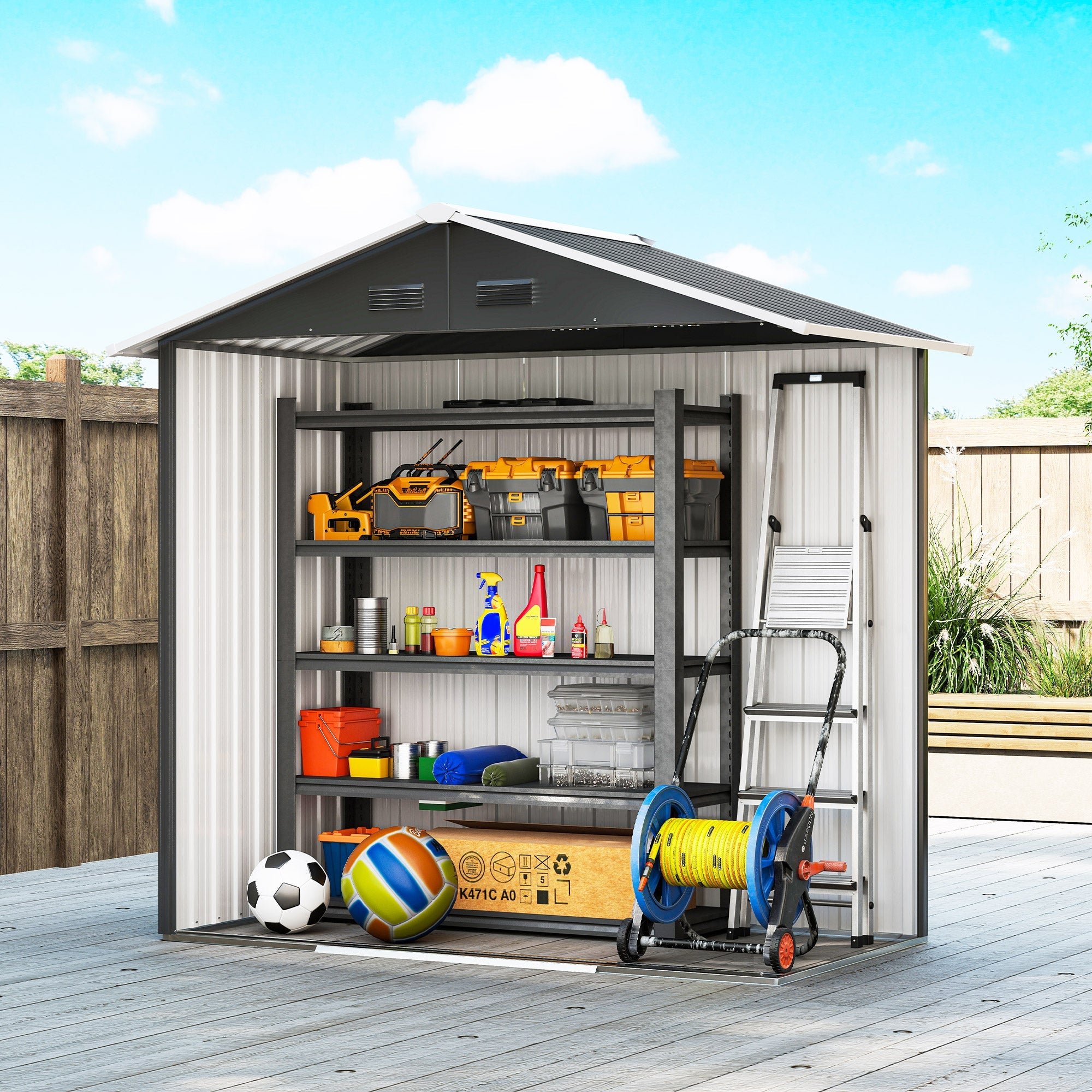 6.5x3.5ft Metal Garden Storage Shed for Outdoor Tool Storage with Double Sliding Doors and 4 Vents Outsunny