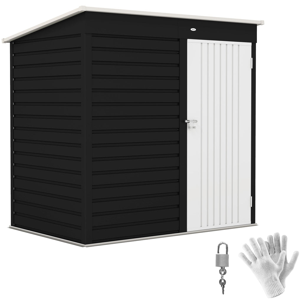 6 x 4ft Metal Garden Storage Shed, Outdoor Tool Storage Shed with Lockable Door and Gloves for Garden, Patio, Dark Grey Outsunny