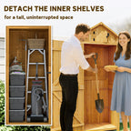 Garden Shed Wood Outdoor Garden Tool Storage Unit with 3 Detachable Shelves, 77 x 54.2 x 179cm Outsunny