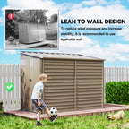 5 x 9ft Galvanised Metal Garden Shed with Foundation Kit, Outdoor Lean-to Shed, Tool Storage House with Lockable Doors, Gloves and 2 Air Vents for Patio Outsunny