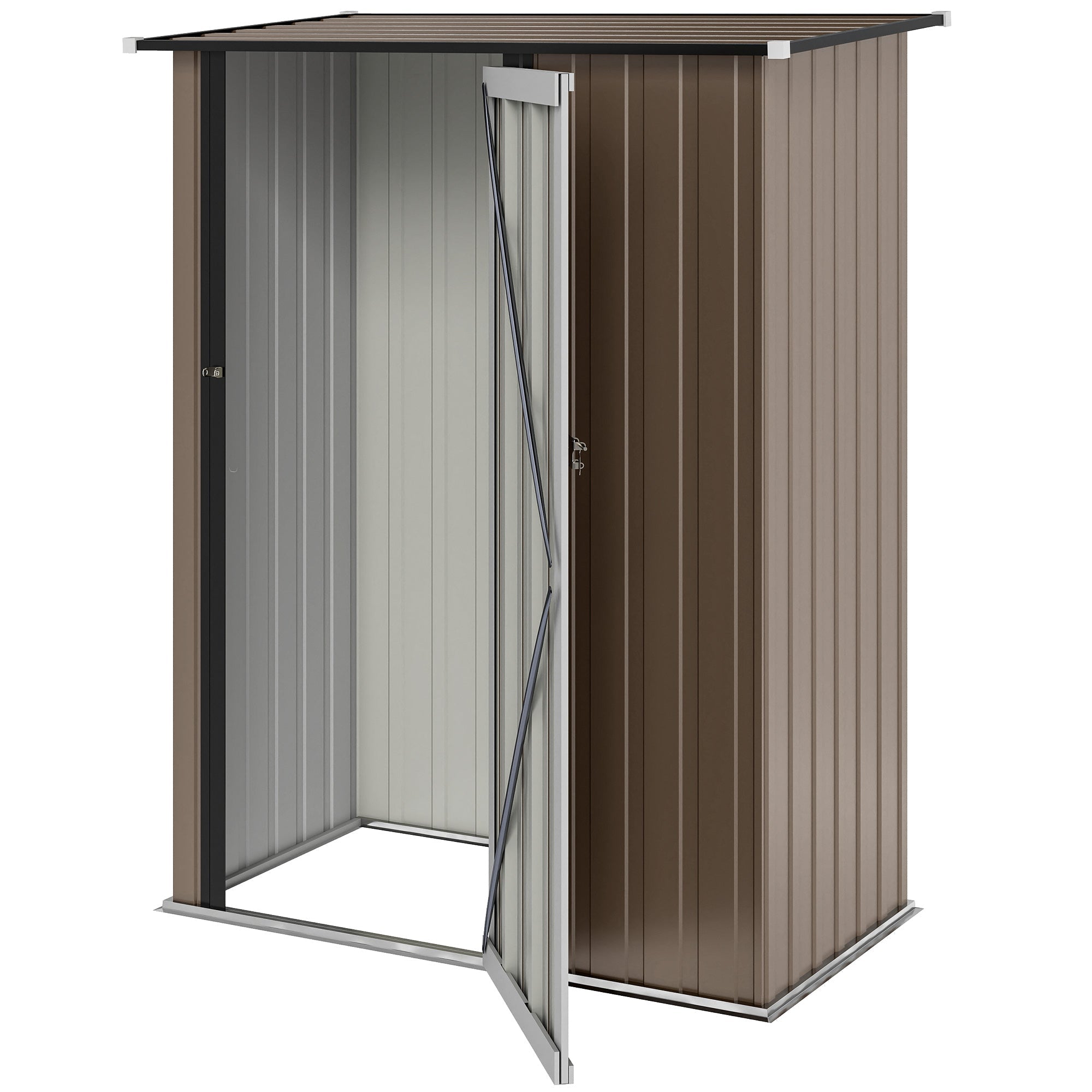 5ft x 3ft Metal Garden Storage Shed, Outdoor Tool Shed with Sloped Roof, Lockable Door for Tools, Equipment Outsunny