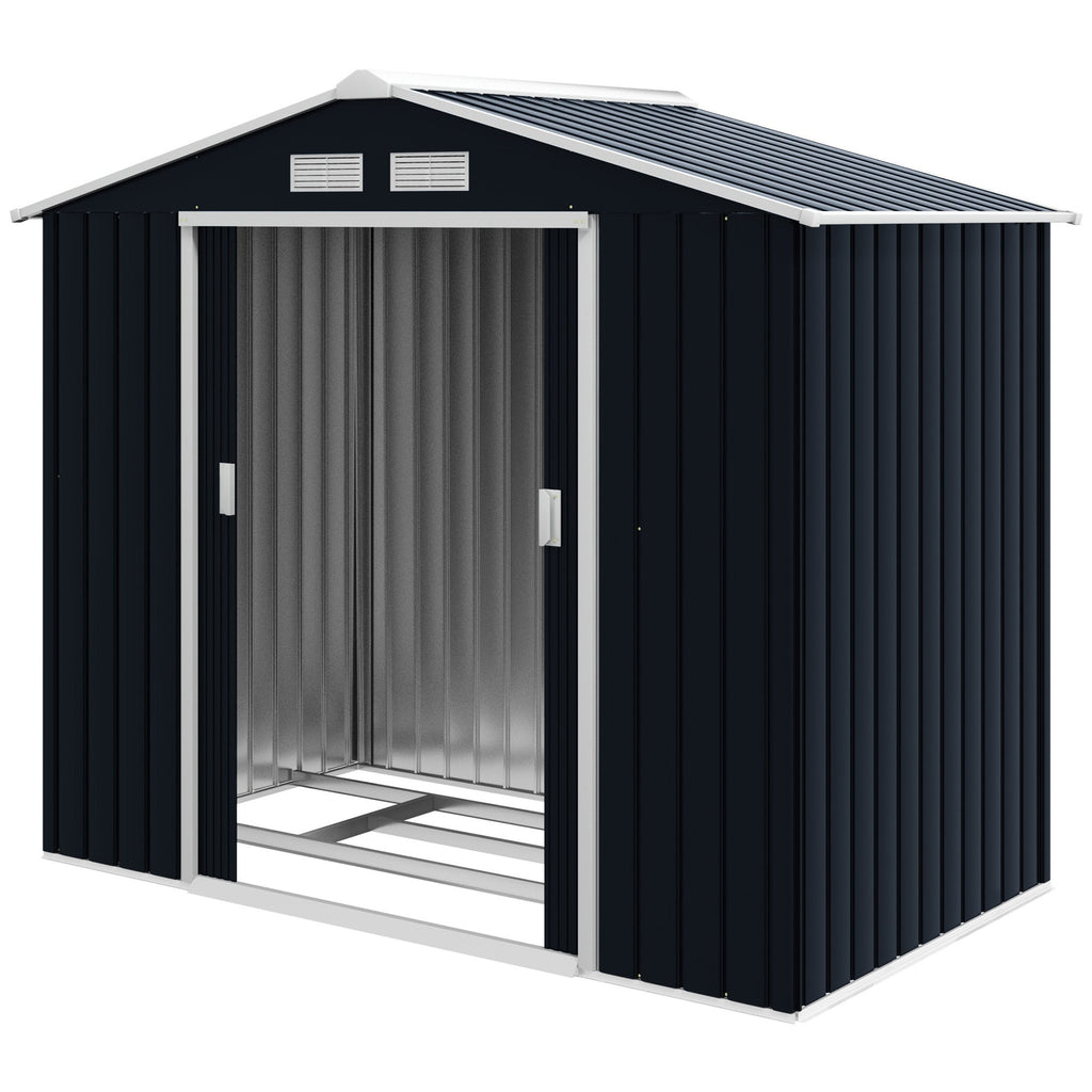 7 x 4ft Weatherproof Shed, Outdoor Bike Storage Shed with Ventilation Slots, Foundation Kit and Lockable Double Doors Outsunny