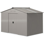 Garden Storage Shed, Metal Outdoor Storage Shed House with Foundation Kit, Ventilation, Doors, 9 x 6FT, Grey Outsunny