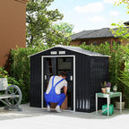 7 x 4ft Weatherproof Shed, Outdoor Bike Storage Shed with Ventilation Slots, Foundation Kit and Lockable Double Doors Outsunny