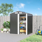Garden Metal Tool Storage Shed with Sliding Door, Sloped Roof and Foundation Kit, 152 x 132 x 188cm Outsunny