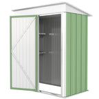 Metal Garden Shed, Outdoor Lean-to Shed for Tool Motor Bike, with Adjustable Shelf, Lock, Gloves, 5'x3'x6' Outsunny