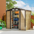 7 x 4ft Garden Shed, Easy to Assemble, Upgraded Galvanised Steel Frame with Foundation Kit, Double Doors with Lock, Outdoor Metal Shed with Vents and Gloves, Garden Storage Shed, Natural Outsunny