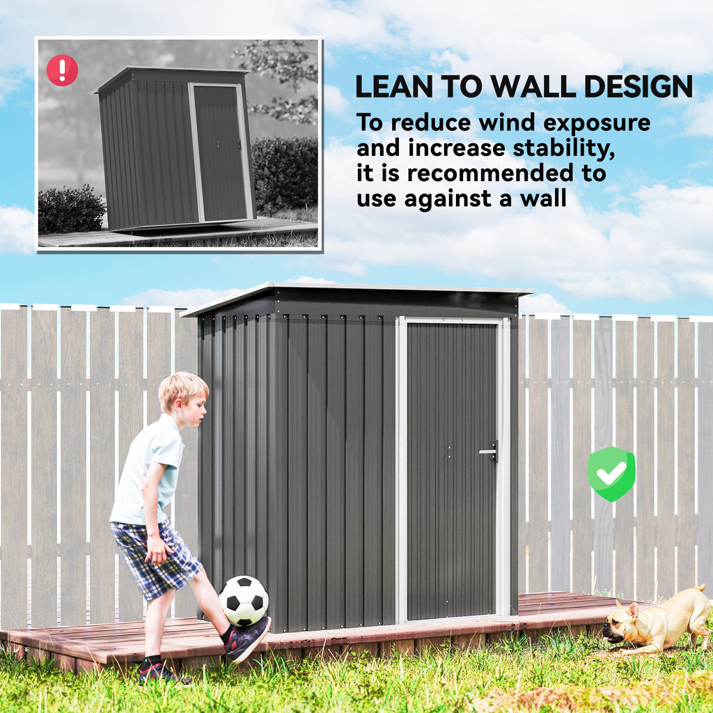 5x3 Storage Shed with Sliding Door and Sloped Roof for Garden Outsunny