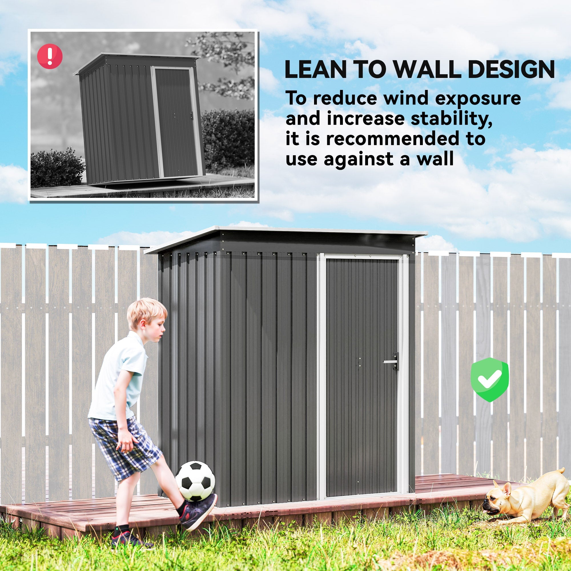 5x3 Storage Shed with Sliding Door and Sloped Roof for Garden Outsunny