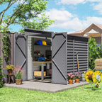 5 x 9ft Galvanised Metal Garden Shed with Foundation Kit, Outdoor Lean-to Shed, Tool Storage House with Lockable Doors, Gloves and 2 Air Vents for Patio Outsunny