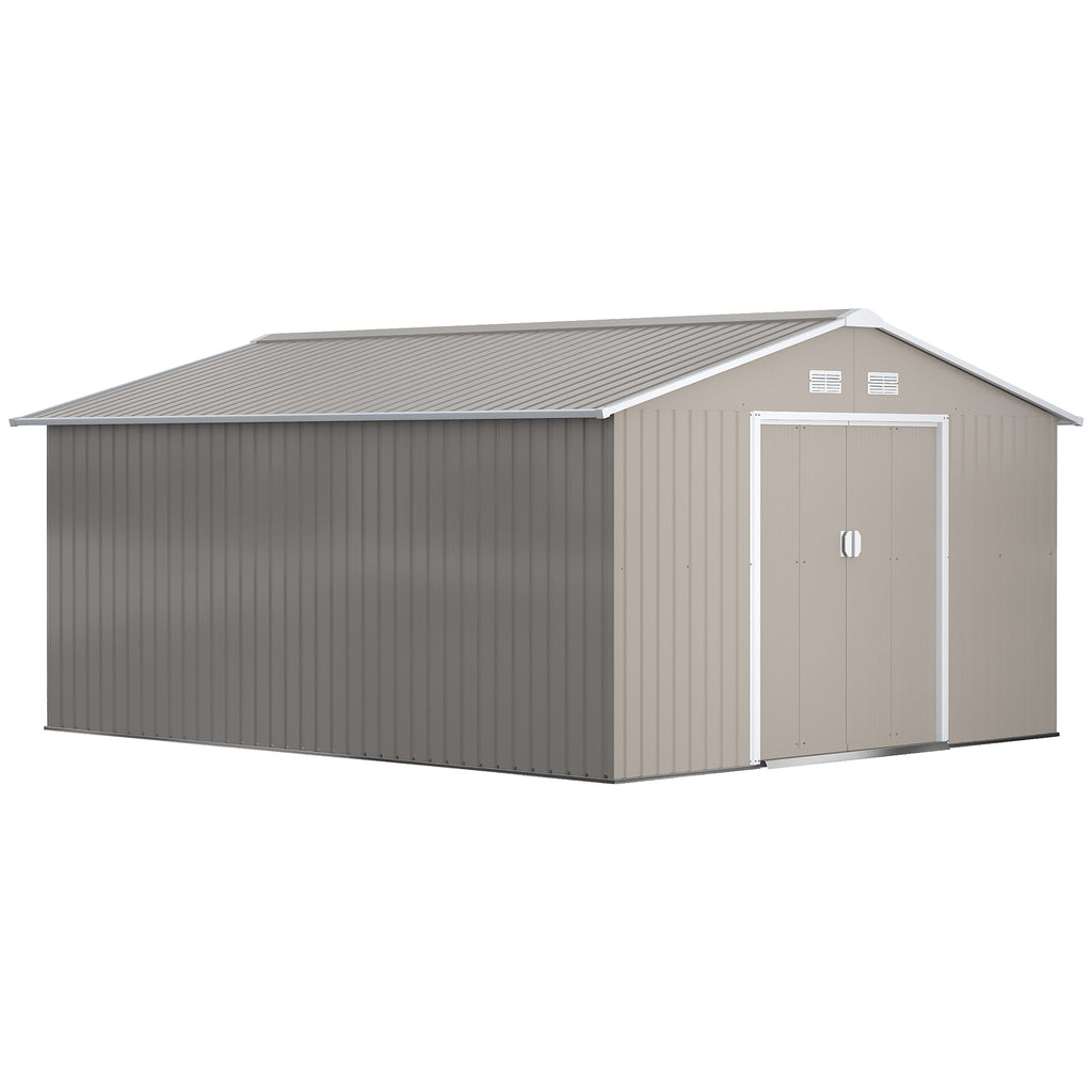13 x 11ft Large Garden Shed, Mental Garden Storage Shed with Foundation Kit Ventilation & Doors