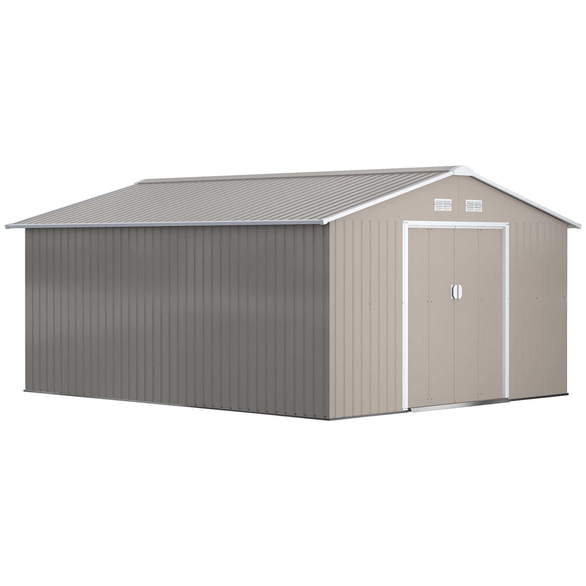 13 x 11ft Large Garden Shed, Mental Garden Storage Shed with Foundation Kit Ventilation & Doors