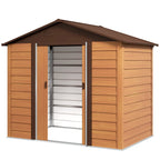 6 x 8ft Galvanised Steel Shed Wood-Effect Outsunny