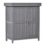 Small Shed, Wooden Garden Shed with Openable Hinged Roof and Removable Shelf, Outdoor Tool Storage Cabinet Chest with Double Doors, 74 x 43 x 88 cm Outsunny