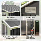Garden Metal Tool Storage Shed with Sliding Door, Sloped Roof and Foundation Kit, 152 x 132 x 188cm Outsunny