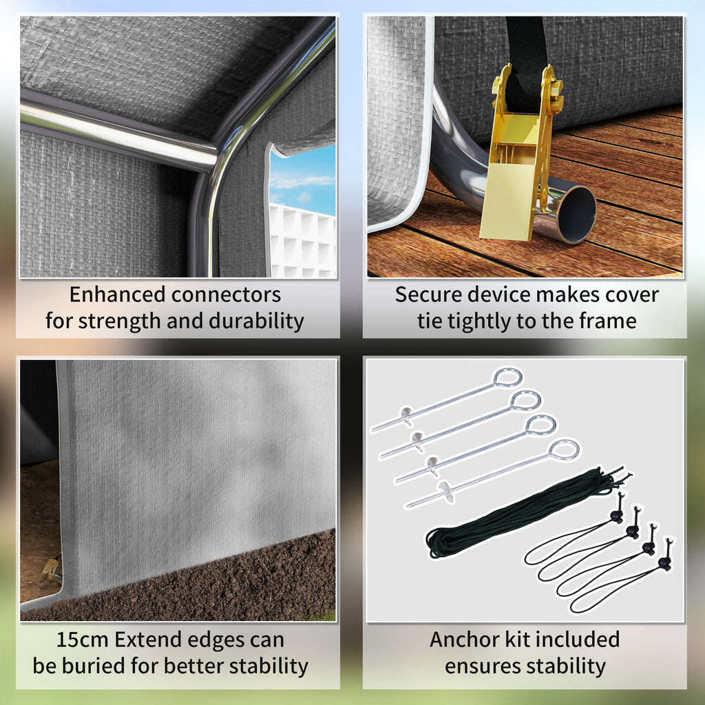 2 x 2m Garden Fabric Storage Tent - Grey