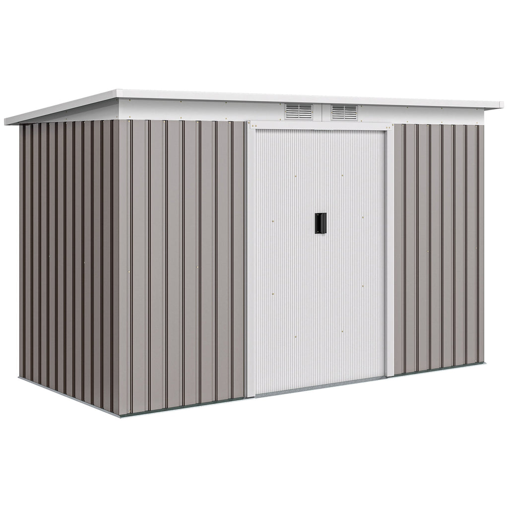 Corrugated Garden Shed 9 x 4 Ventilated Lockable Tool Shed for Outdoor Equipment Outsunny