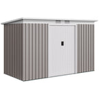 Corrugated Garden Shed 9 x 4 Ventilated Lockable Tool Shed for Outdoor Equipment Outsunny