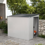 7 x 5ft Galvanised Metal Shed, with Sliding Door Outsunny