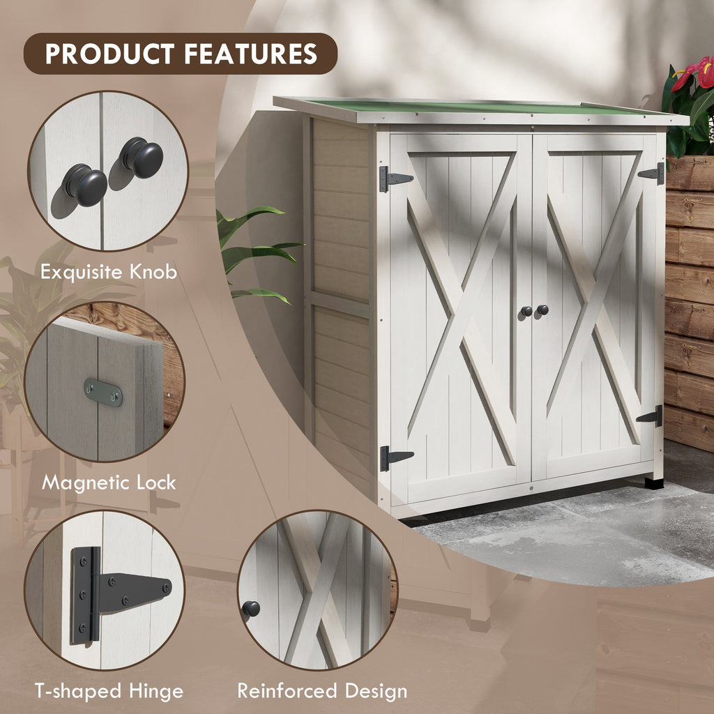 46.5 x 97cm Compact Wooden Storage Shed Outsunny