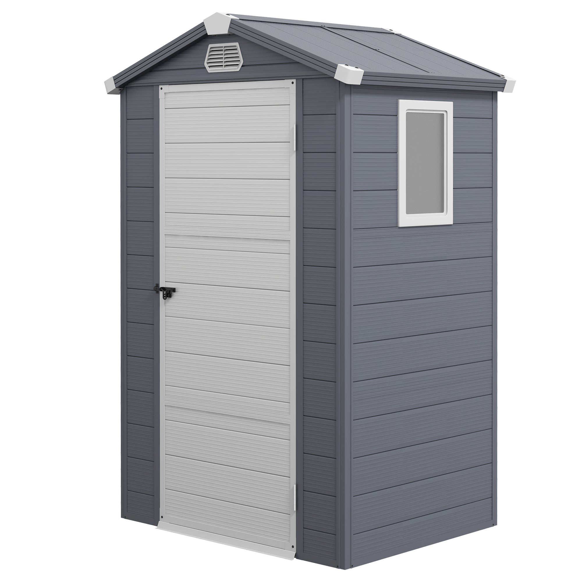 4.4ft x 3.3ft size Aluminium Frame and Plastic Wall Shed, with Foundation Outsunny