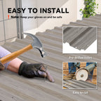 Set of 12 Corrugated Steel Roof Sheet Panels Wood Effect Outsunny