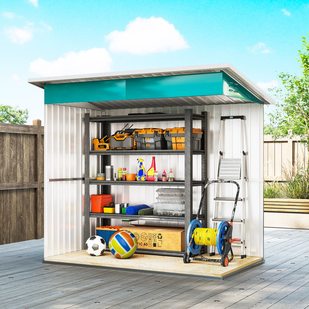 7 x 4ft Galvanised Steel Garden Shed, with Lock and Gloves Outsunny