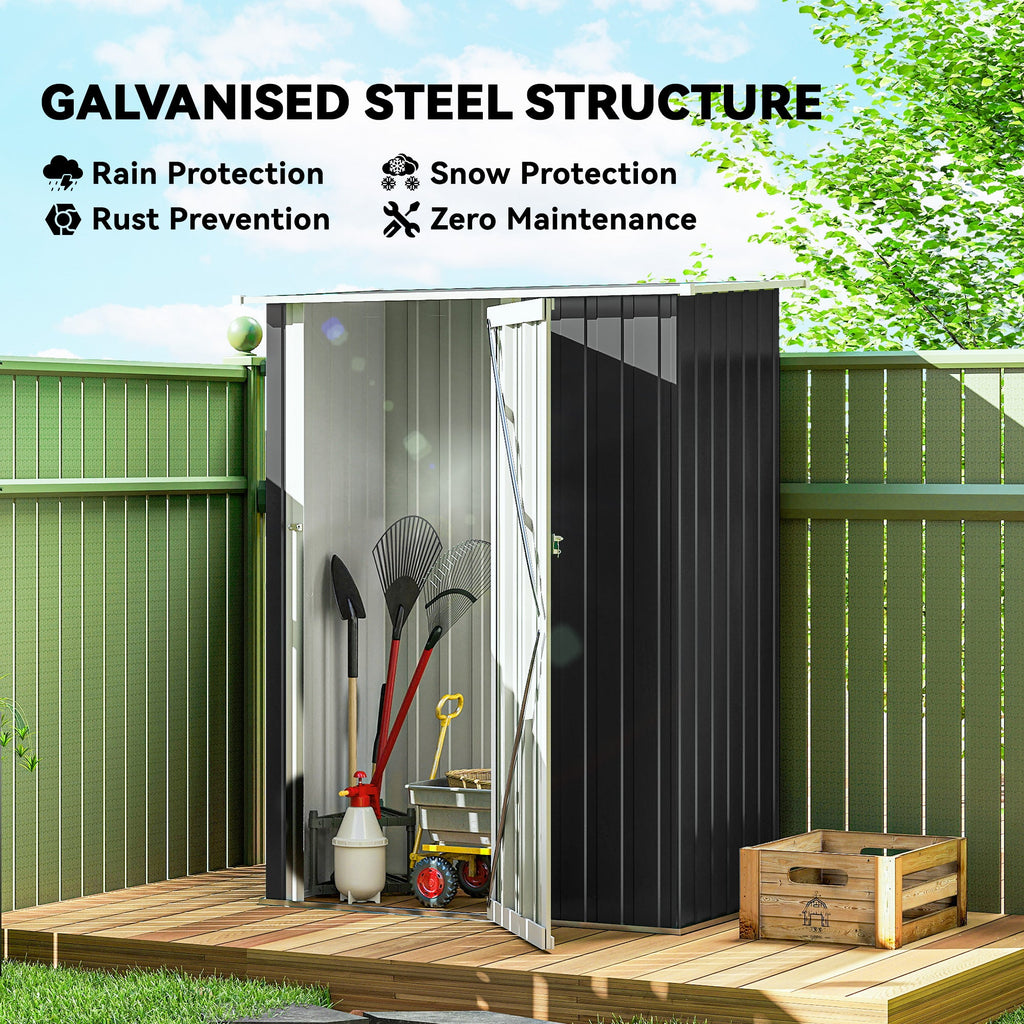 5ft x 3ft Metal Garden Storage Shed, Outdoor Tool Shed with Sloped Roof, Lockable Door for Tools, Equipment Outsunny