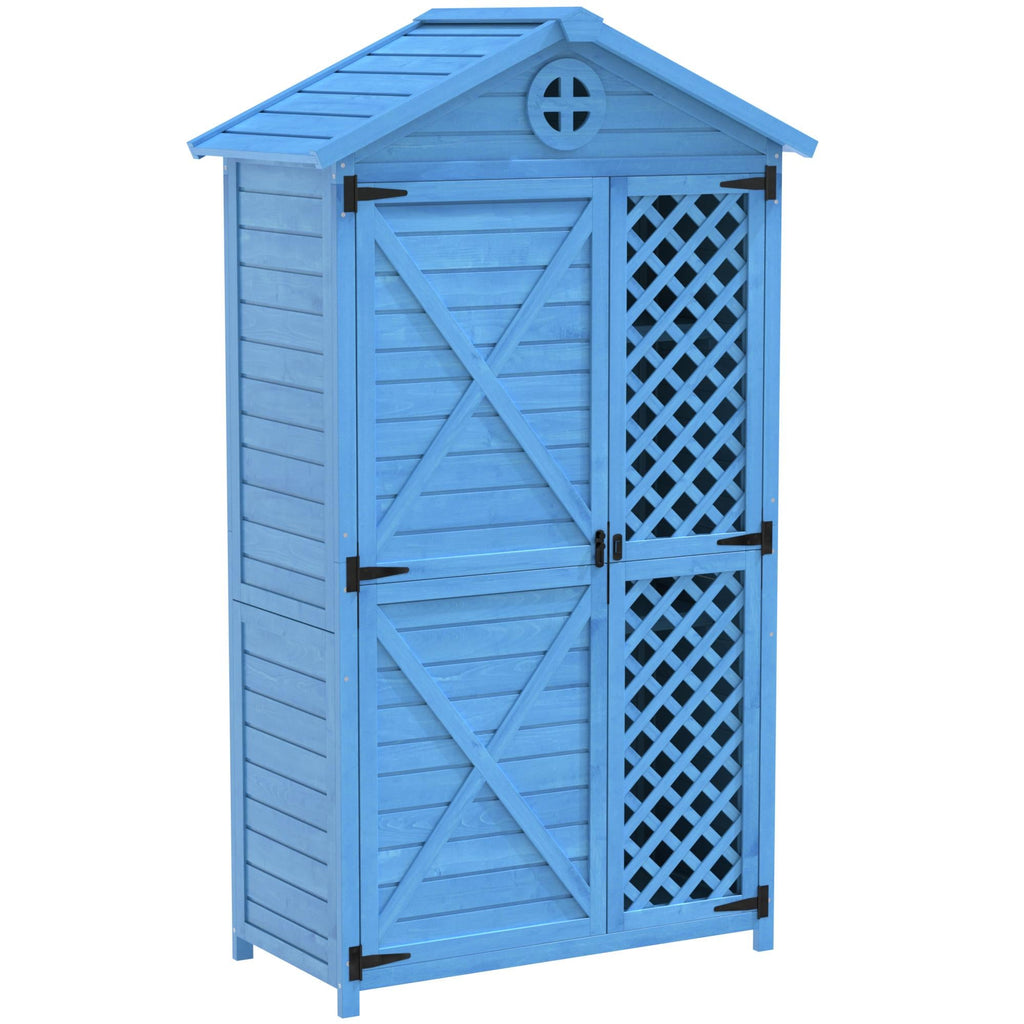 Outdoor Wooden Storage Shed with Ventilation Slots, Weatherproof Roof, Fir Wood Tool House for Garden, Backyard, 90L x 56.5W x 175.5H cm AU Store